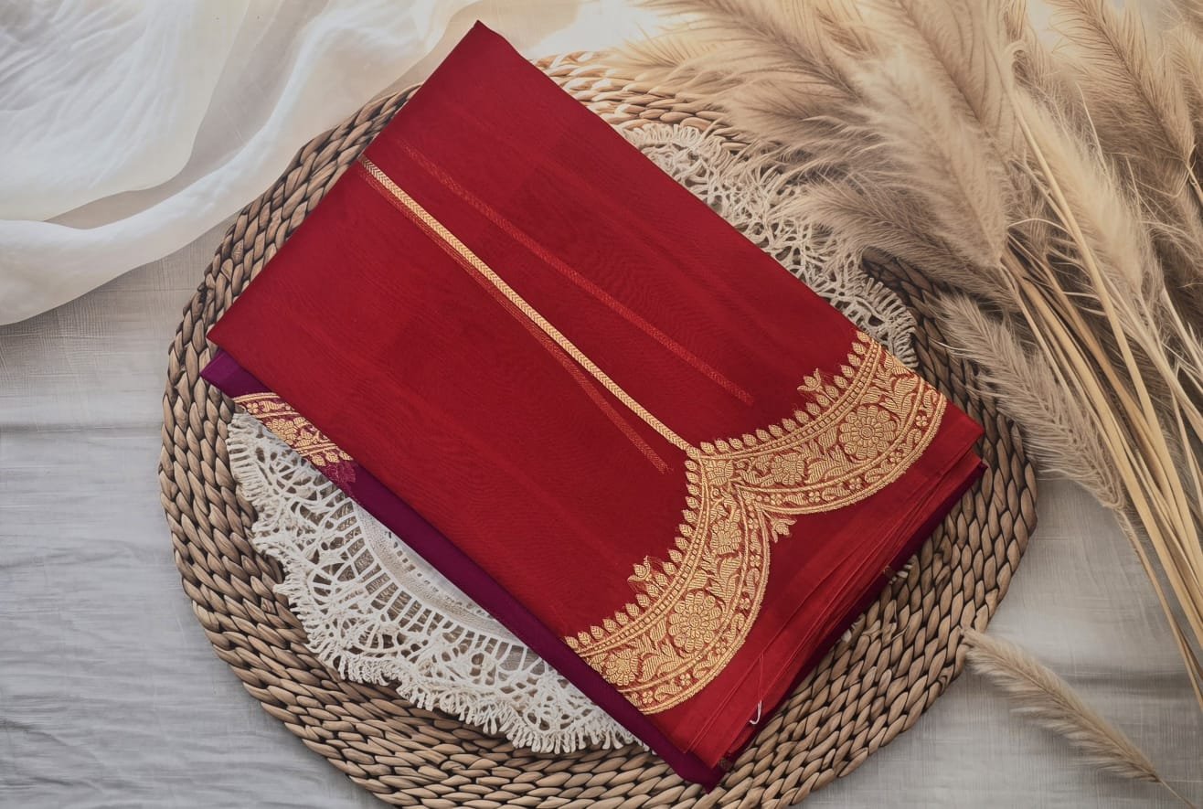 Pure Handloom Kadua Kora Silk