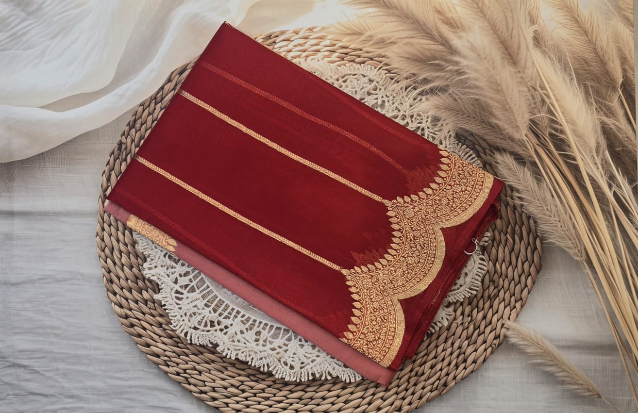 Pure Handloom Kadua Kora Silk